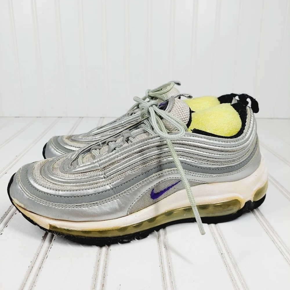 Nike Air Max 97 Silver / Polar Obsidian Gray Athleisure Running Sneakers C389